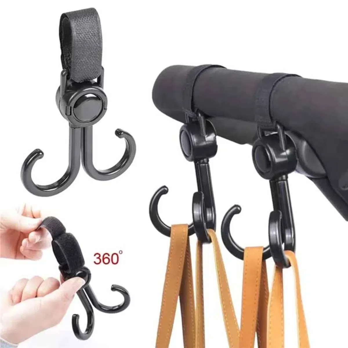 Travel Accessories With Baby - Draaibare dubbele haken Kinderwagen Reisaccessoires Winkelrek