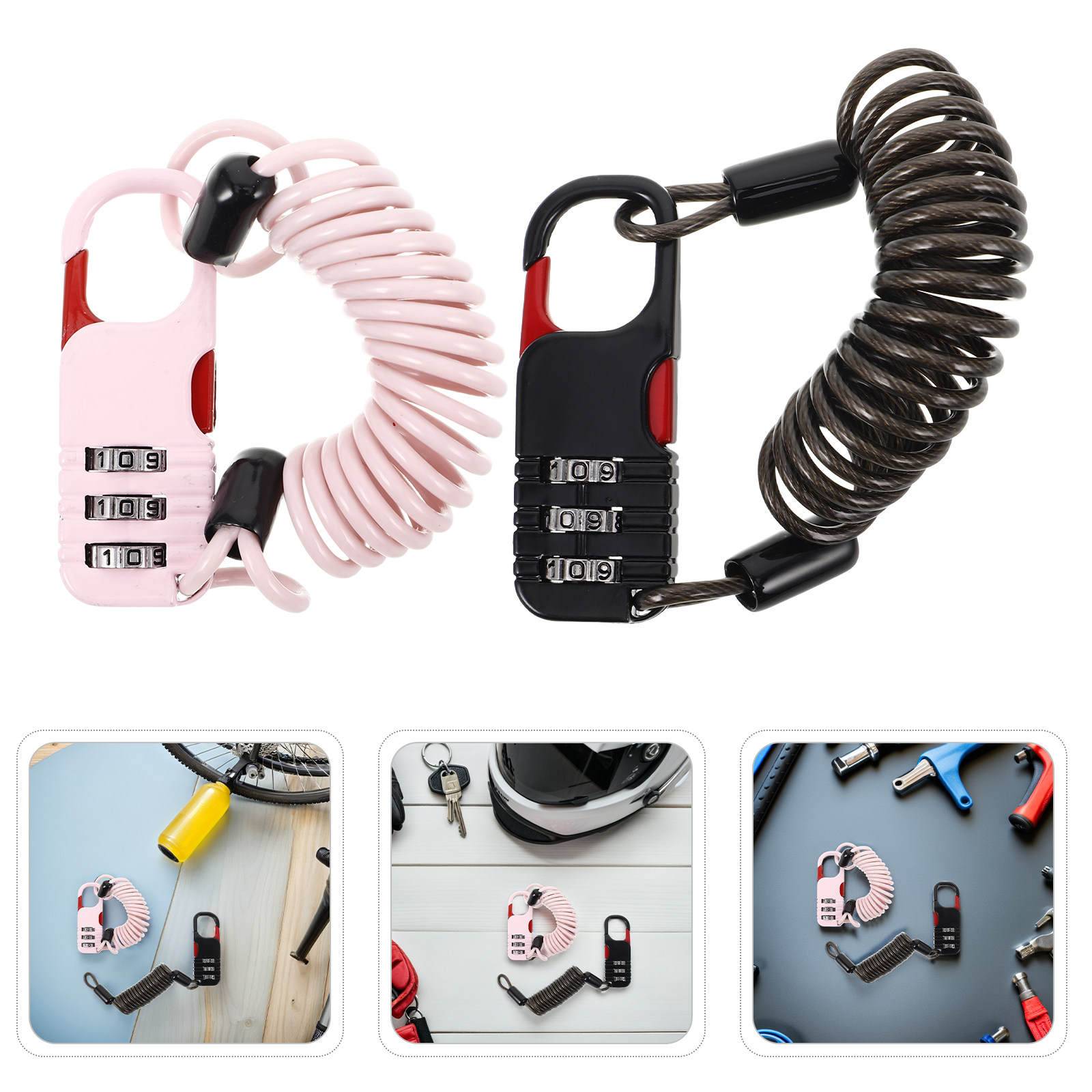 Cable Lock Combination - 2 stuks fietsslot anti-diefstal stuurkabel combinatie