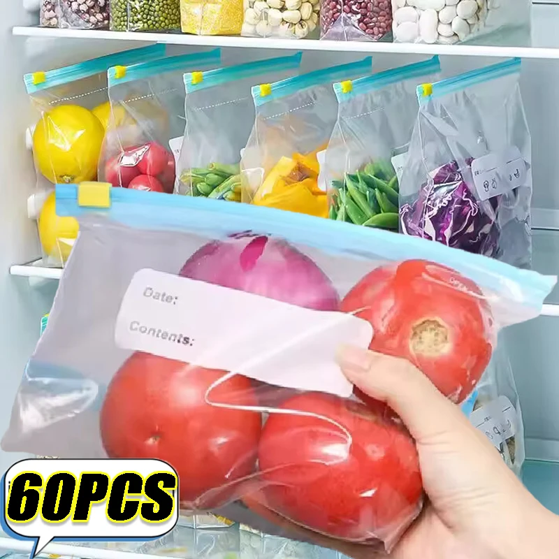 Reusable Zip Bag - 10-60PCS Herbruikbare Voedselzakken Koelkast Transparante Verzegelde