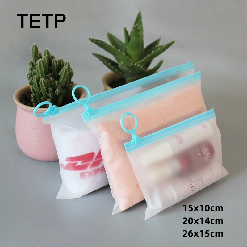 Reusable Zip Bag - TETP Frosted Zipper Bags met blauwe