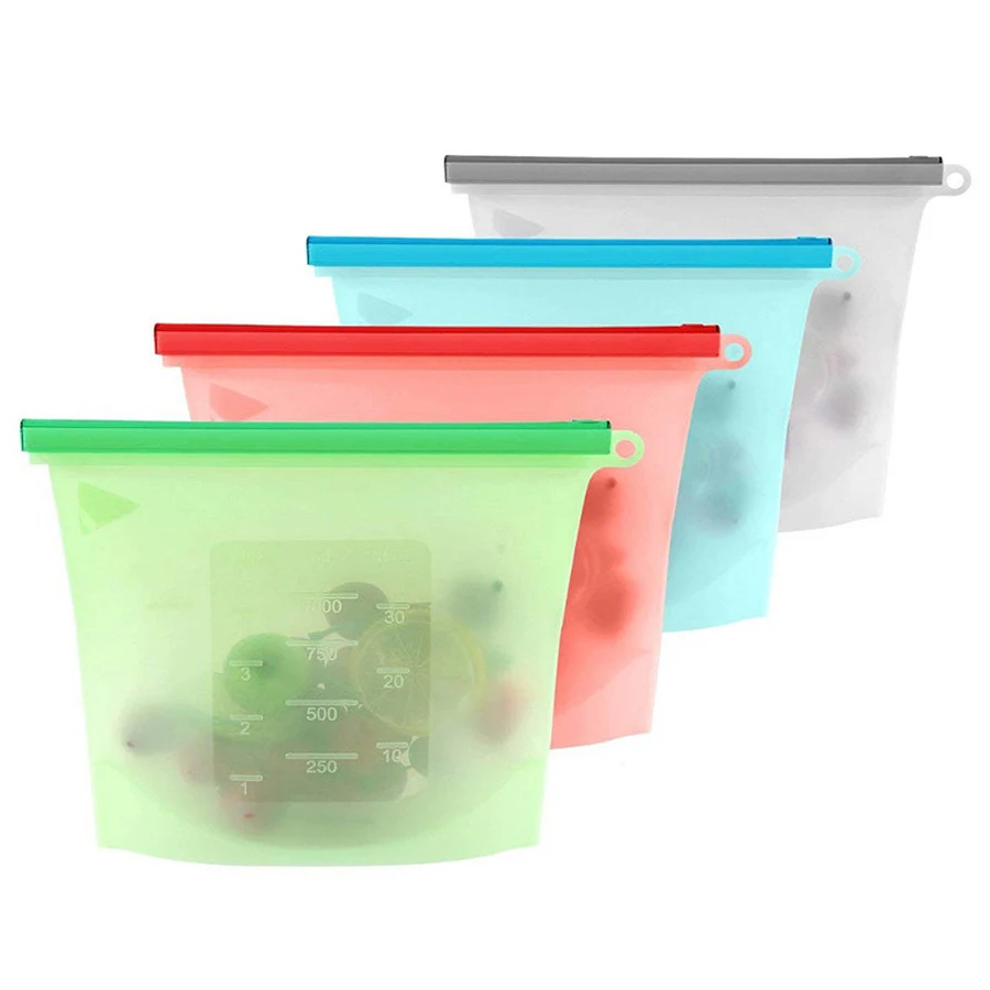 Reusable Zip Bag - 1000ml herbruikbare siliconen voedselveilige opbergzak met