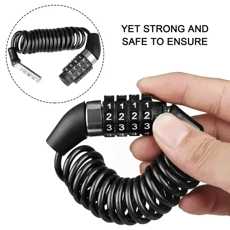 Cable Lock Combination - Motorfiets Anti-diefstalketting 4-cijferige wachtwoordcombinatie Helmslot Veiligheid