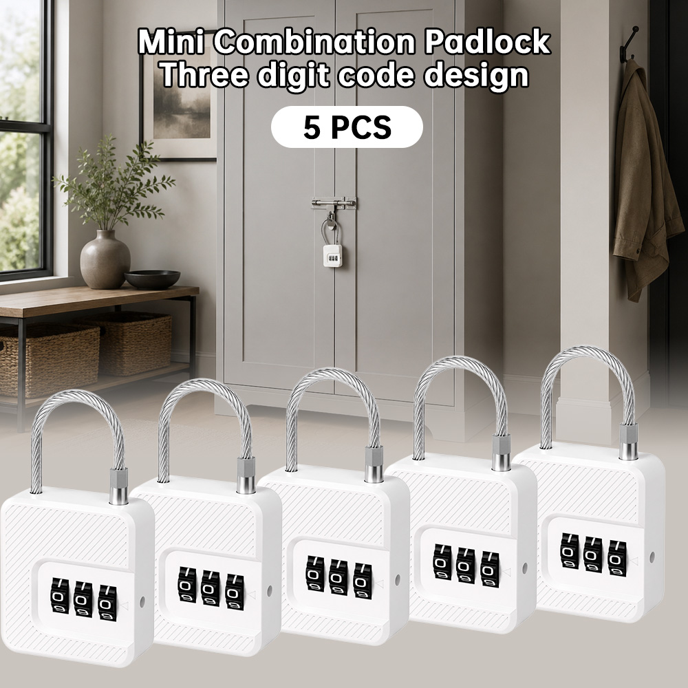 Cable Lock Combination - Mini 3-cijferig stalen kabelcombinatiehangslot Reisbagage Helm