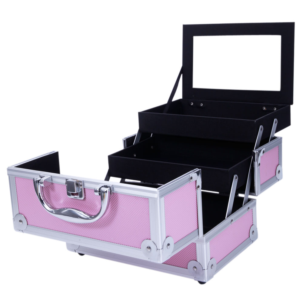 Roze aluminium make-up koffer, - Travel Accessories Organizer Bag recensie en prijs