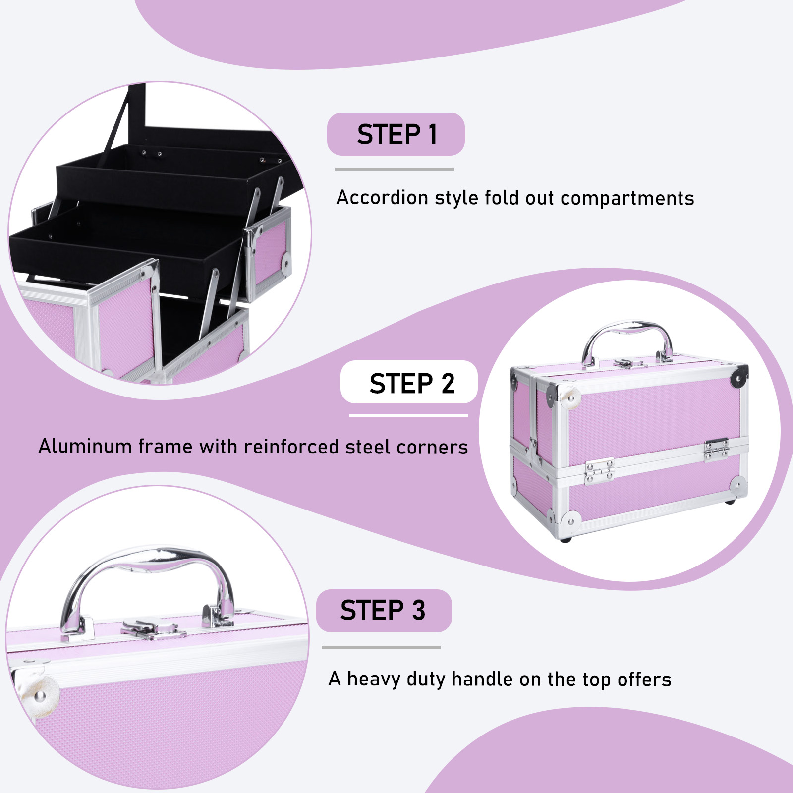 Roze aluminium make-up koffer, - Travel Accessories Organizer Bag recensie en prijs