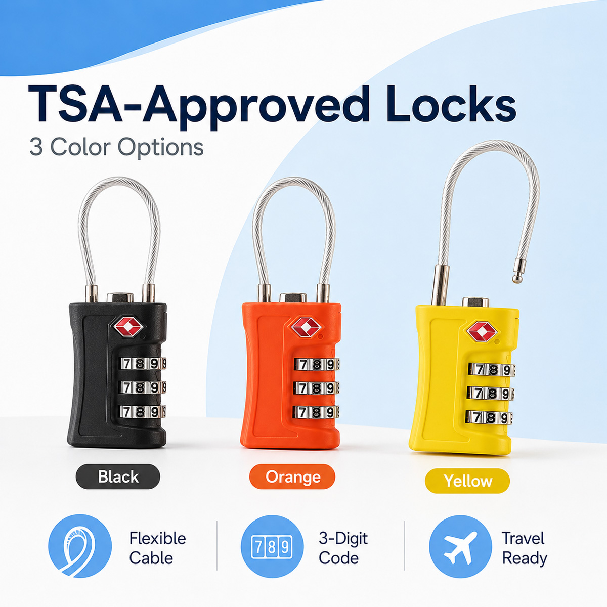 TSA goedgekeurd bagageslot 3-c - Cable Lock Combination recensie en prijs