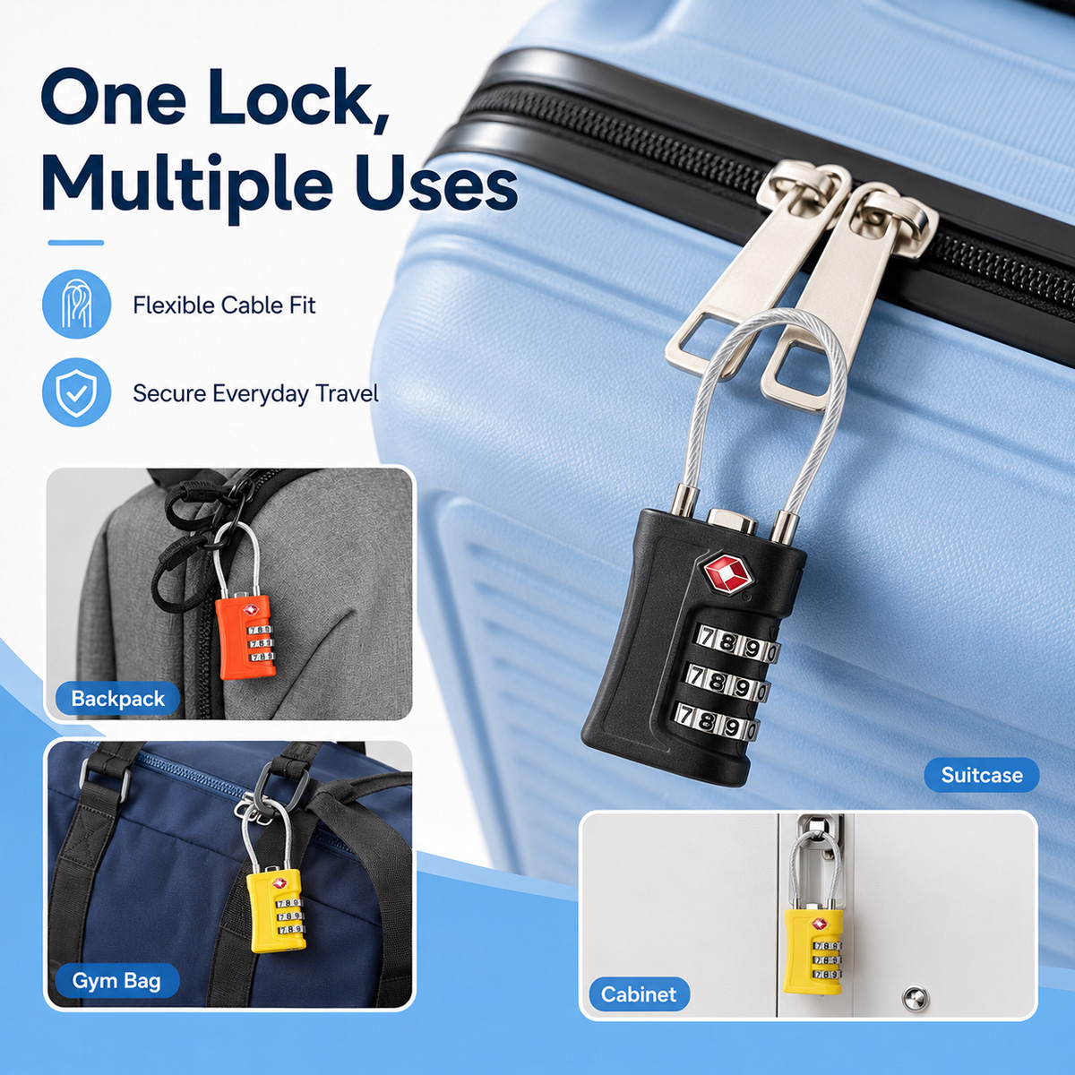 TSA goedgekeurd bagageslot 3-c - Cable Lock Combination recensie en prijs