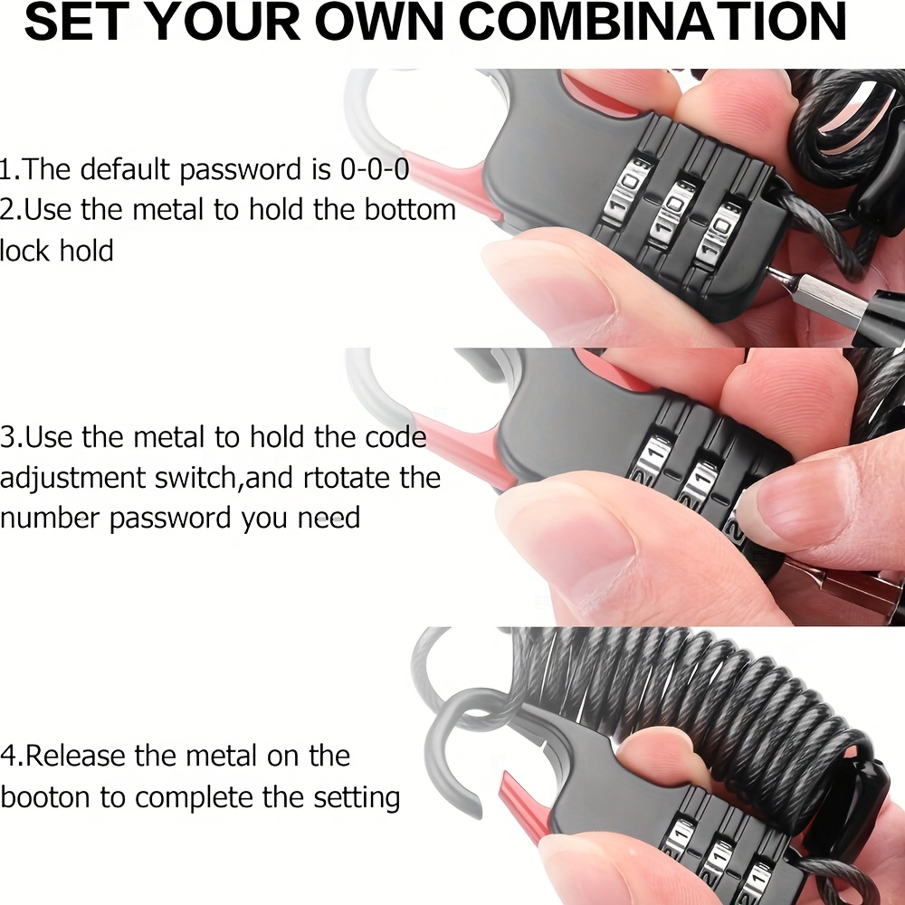 Combinatiehangslot met 3 cijfe - Cable Lock Combination recensie en prijs